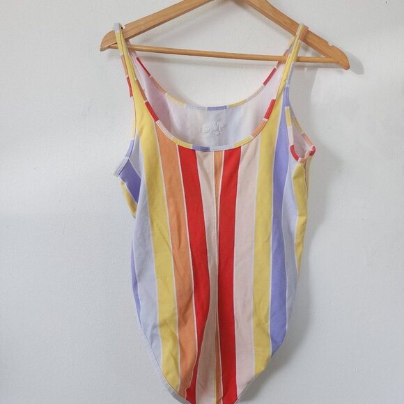 Nike Striped Retro Bodysuit Womens Large Multicolor Rainbow - Picture 3 of 5